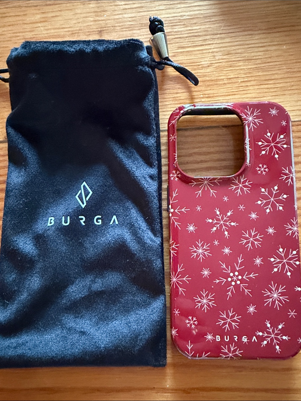 Burga Red Snowflake Protective Phone Case iPhone 15 pro